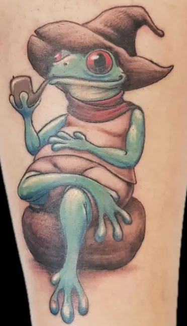 Frosch Hexe Farbtattoo - Tattoostudio Spirit of 666 Oberhausen