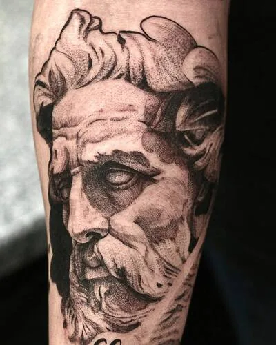 Griechische Statue Portrait Tattoo Black & Grey - Oberhausen