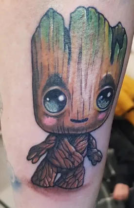 Baby Groot Marvel Farbtattoo - Spirit of 666 Tattoostudio Oberhausen